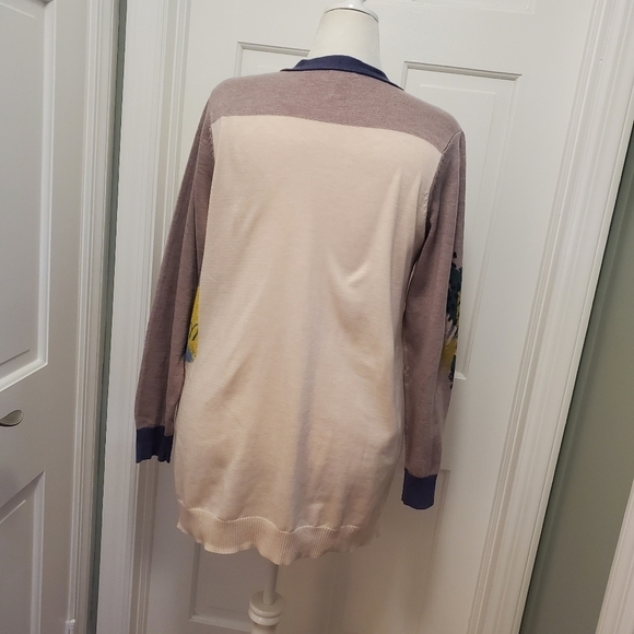 LOGO by Lori Goldstein Color Block W/Graphic Print Knit Cardigan Large, Soft - Picture 6 of 12